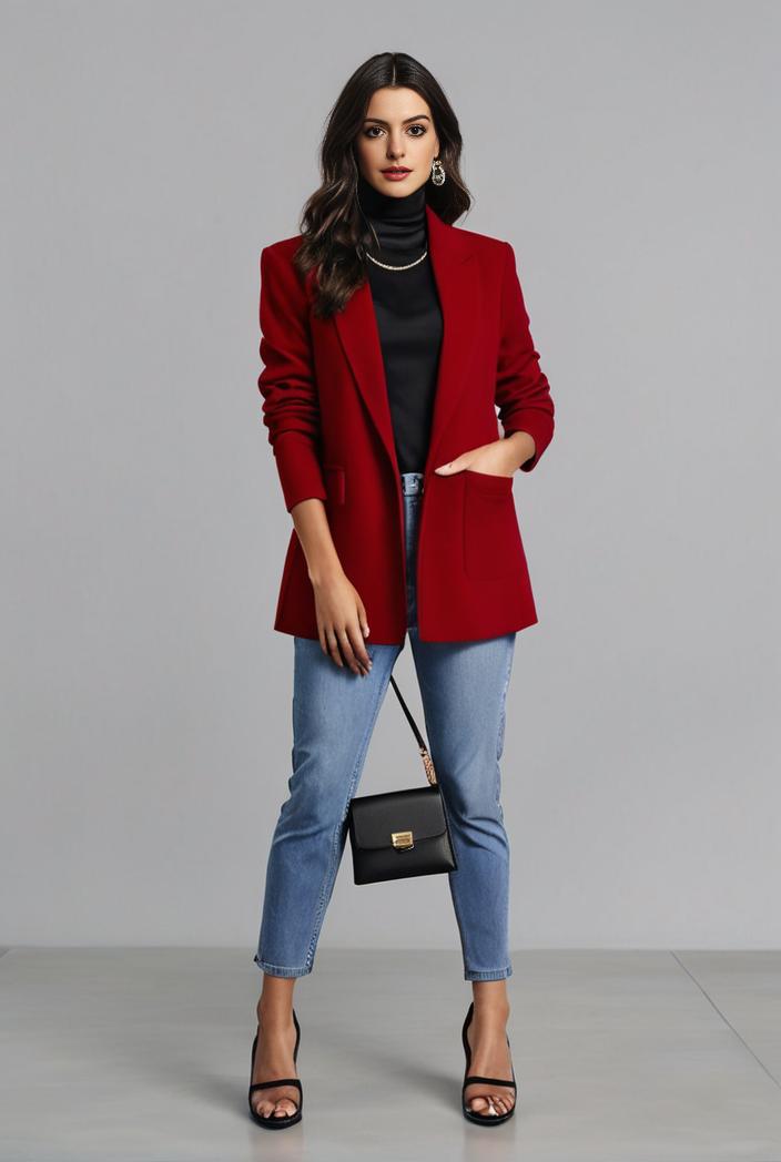 lapel neck blazer with button front stylish long sleeve jacket for office work women s apparel 142862