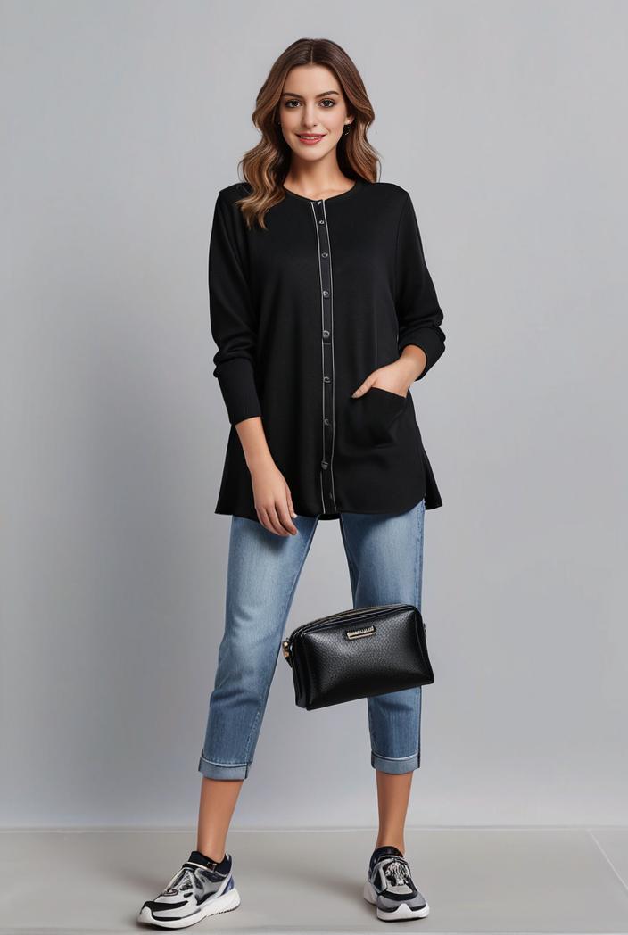 lapel neck blazer with button front stylish long sleeve jacket for office work women s apparel 142869