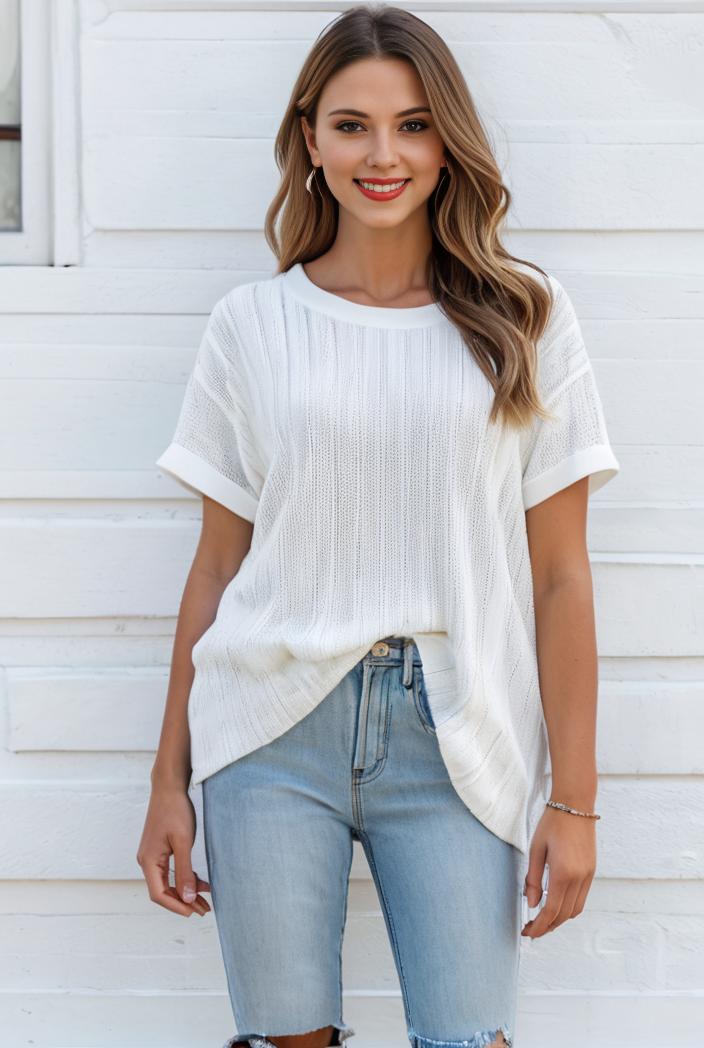 v neck thin loose plaid short sleeved blouse 104653