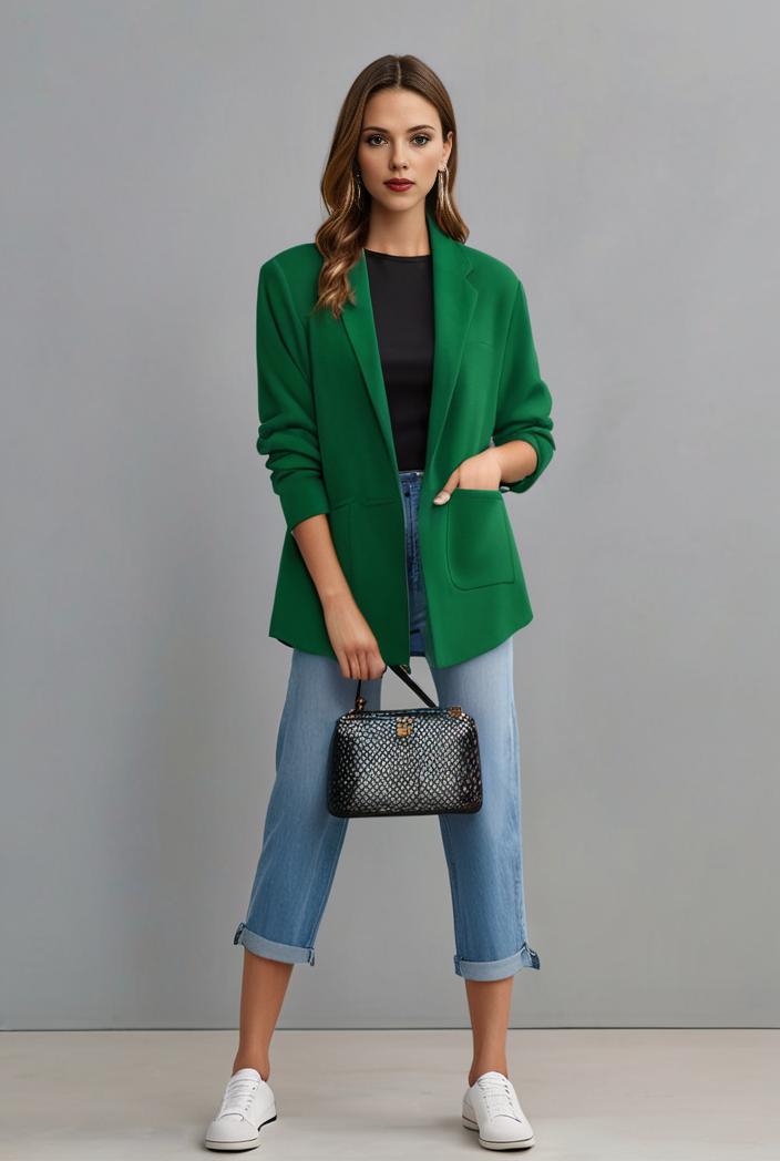 office work lapel stylish button front blazer 125023