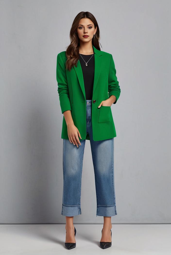 office work lapel stylish button front blazer 125029