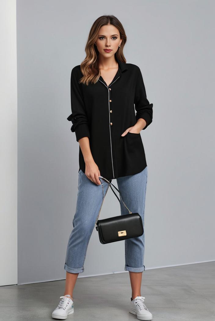 office work lapel stylish button front blazer 125034