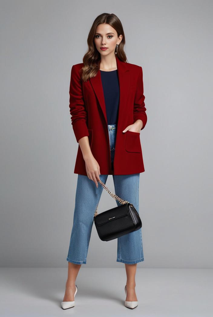 office work lapel stylish button front blazer 125038
