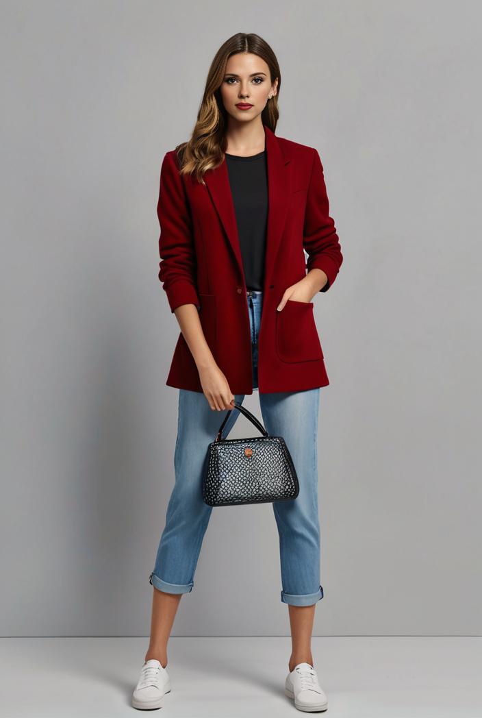 office work lapel stylish button front blazer 125039