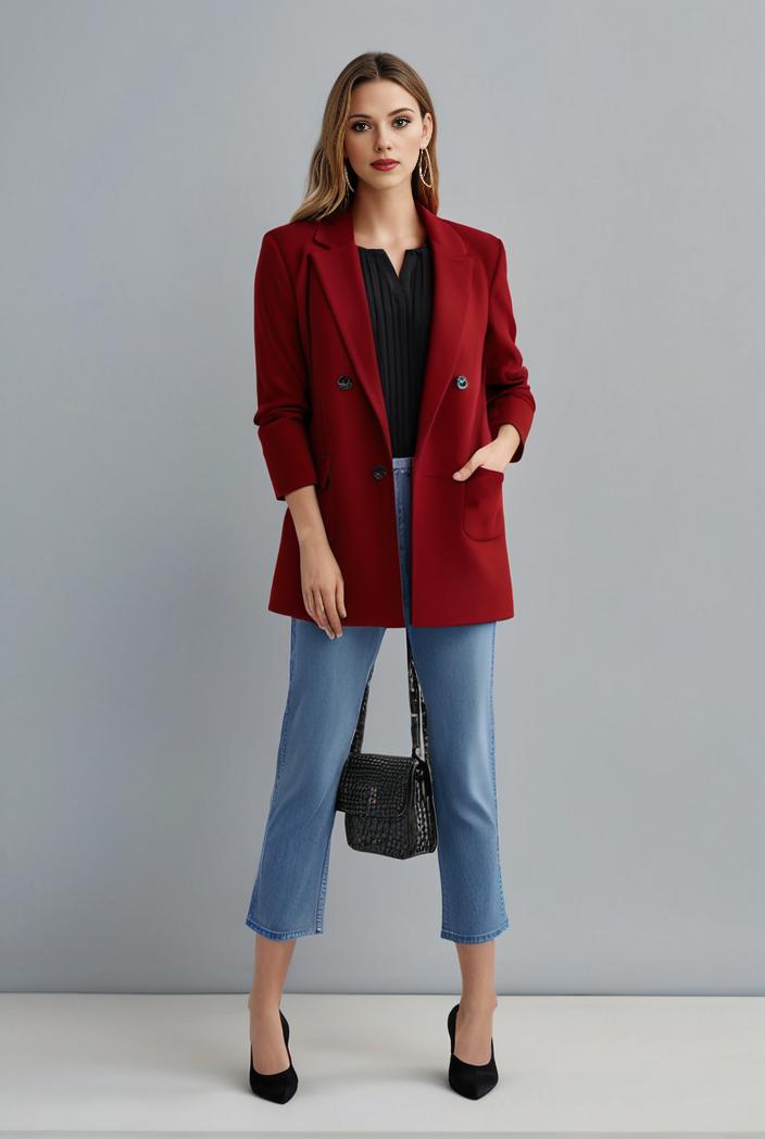 office work lapel stylish button front blazer 125040