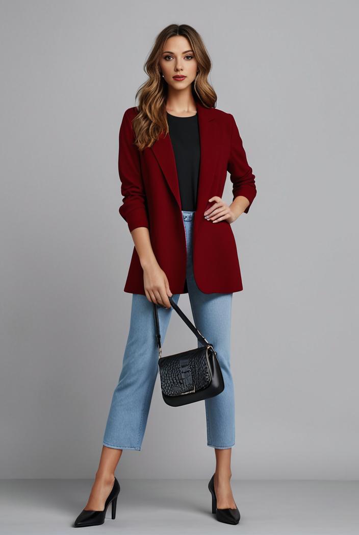 office work lapel stylish button front blazer 125041