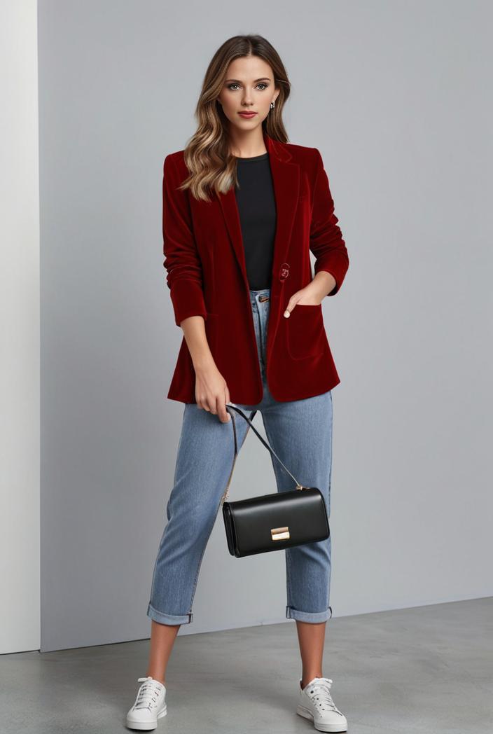office work lapel stylish button front blazer 125042