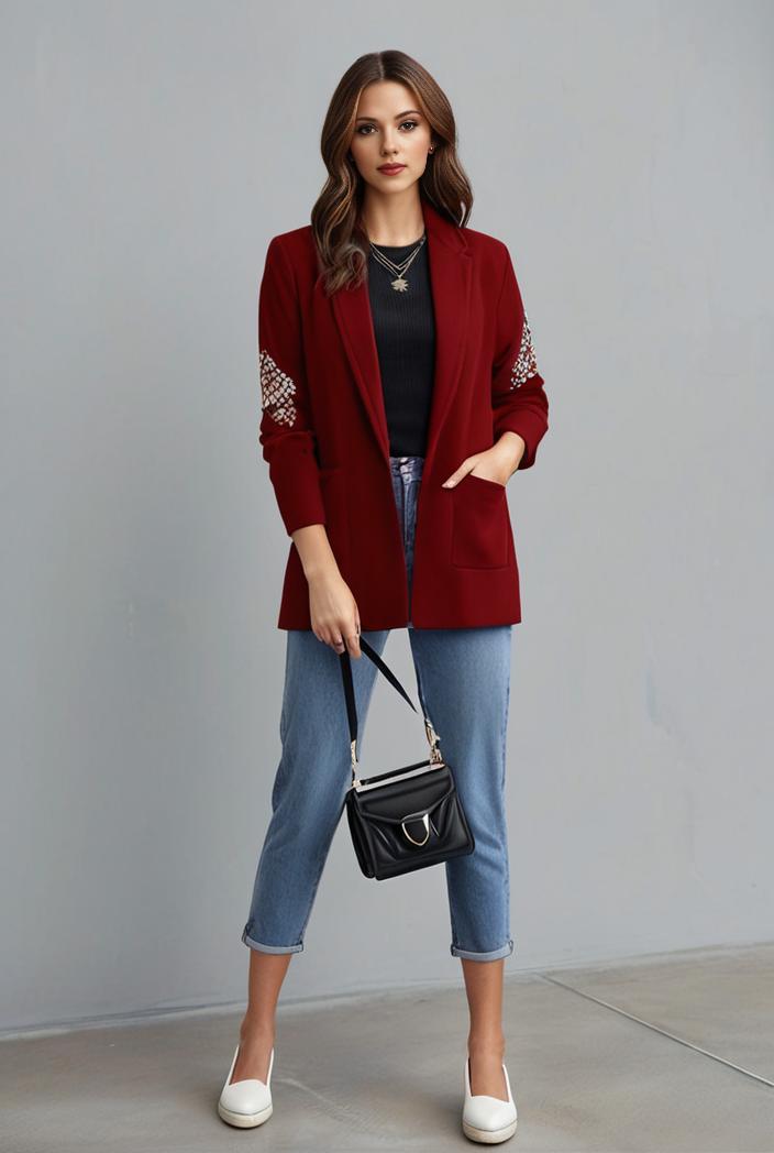office work lapel stylish button front blazer 125043