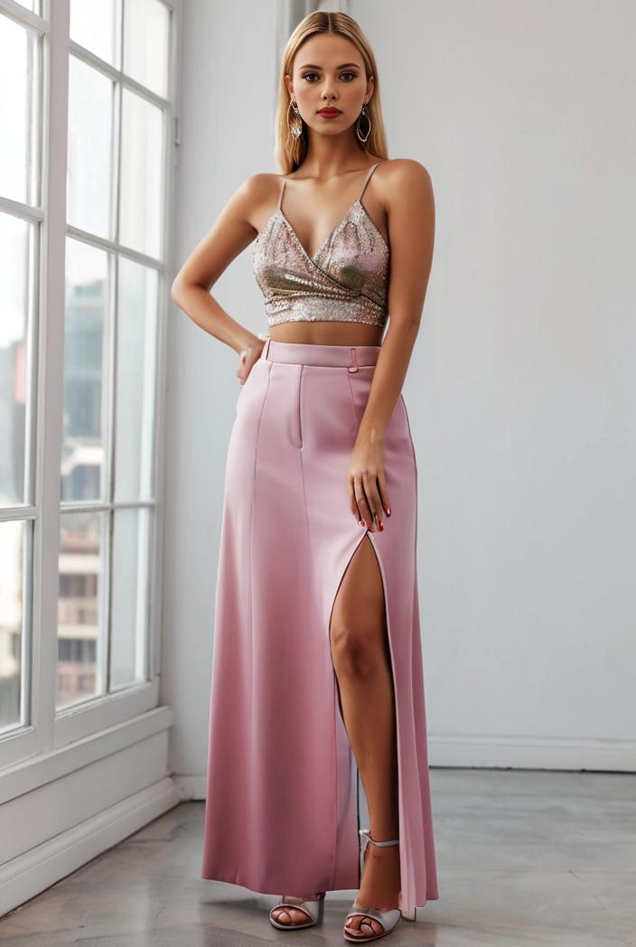 pleated v neck spaghetti strap high slit bridesmaid dress 127124