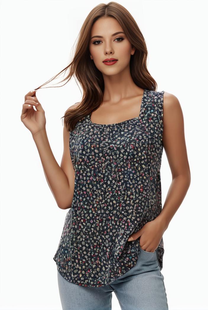 plus size boho tank top women s plus paisley print square neck medium stretch ruched tank top 127245