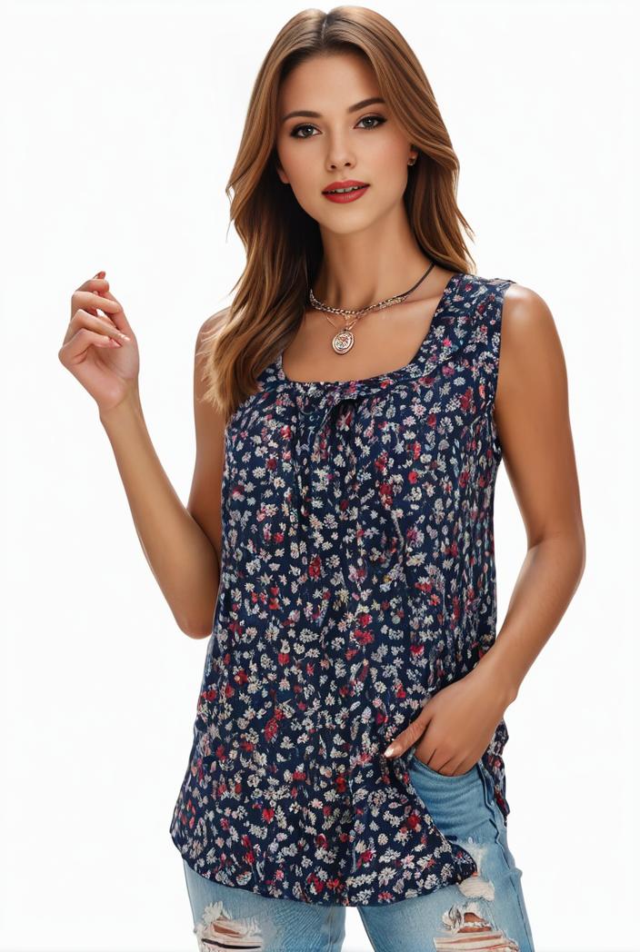 plus size boho tank top women s plus paisley print square neck medium stretch ruched tank top 127250