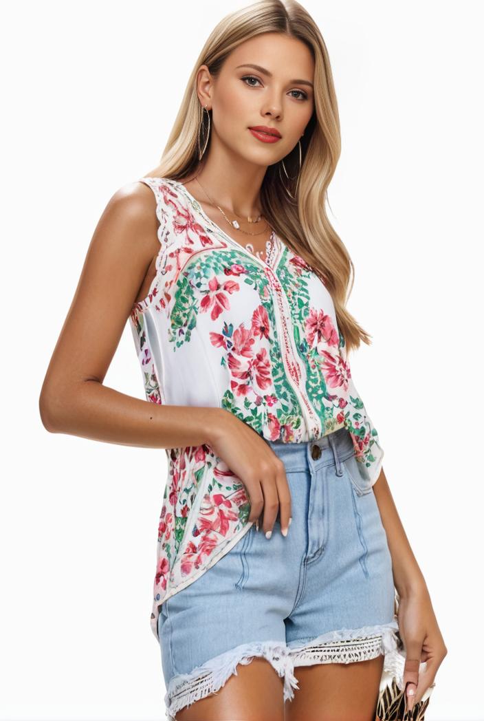 plus size boho tank top women s plus paisley print square neck medium stretch ruched tank top 127258
