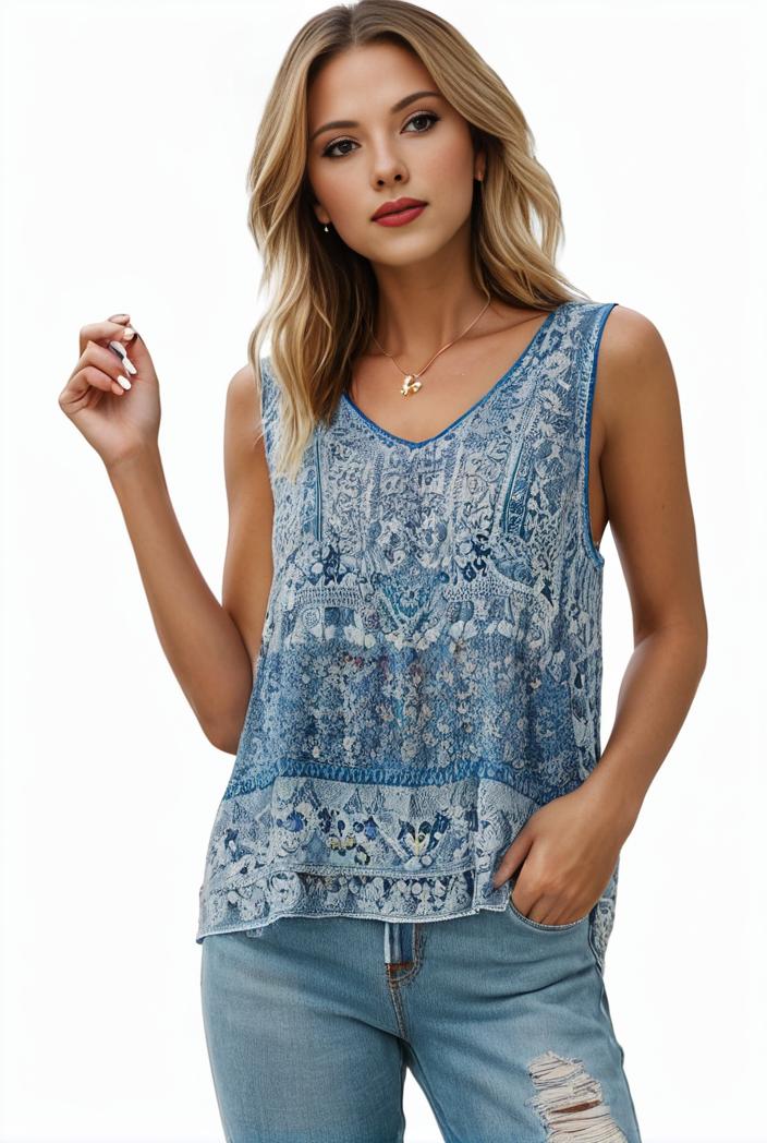 plus size boho tank top women s plus paisley print square neck medium stretch ruched tank top 127264