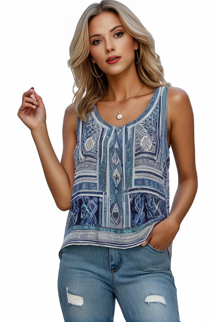 plus size boho tank top women s plus paisley print square neck medium stretch ruched tank top 127267