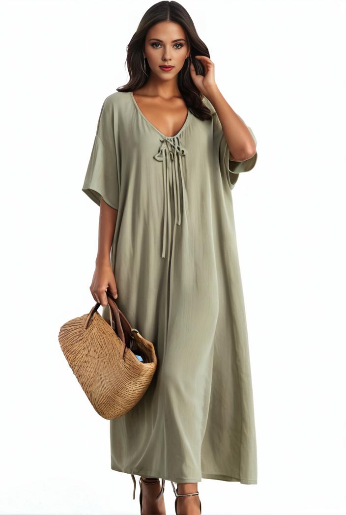 plus size casual dress women s plus solid v neck short sleeve ruffle trim smock dress 127387