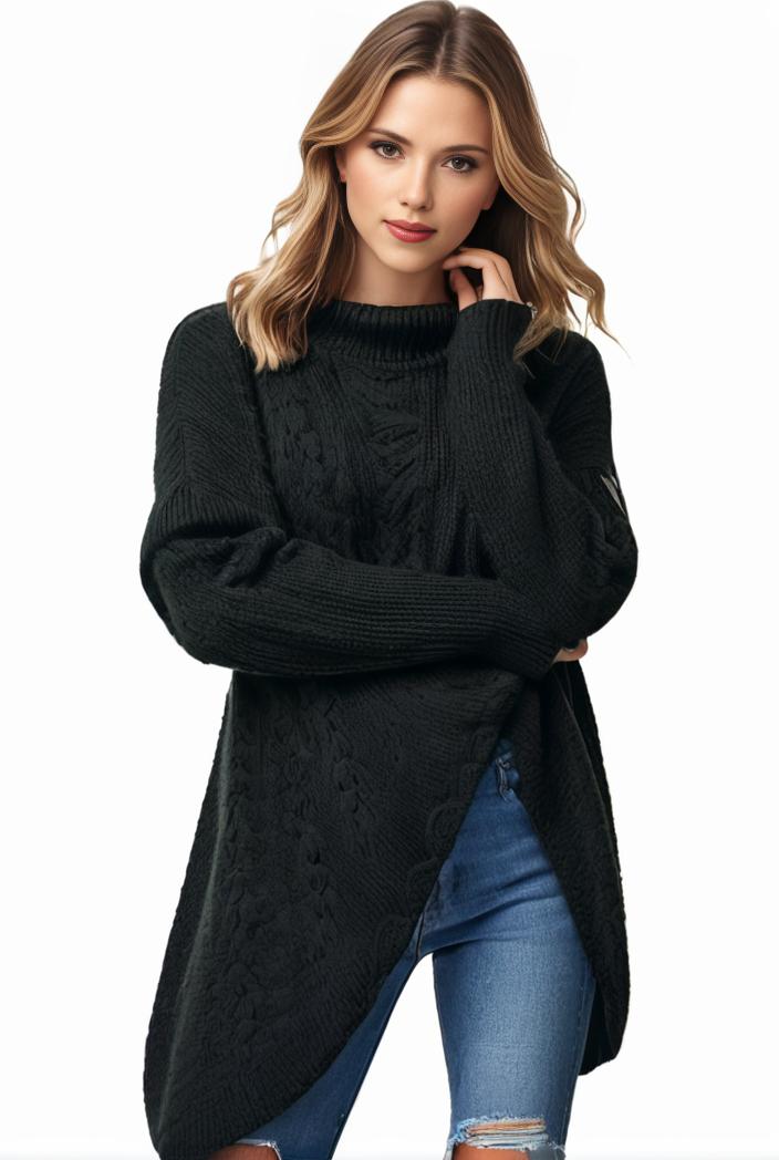plus size casual sweater women s plus solid tassel trim long sleeve cowl neck high stretch jumper 127643