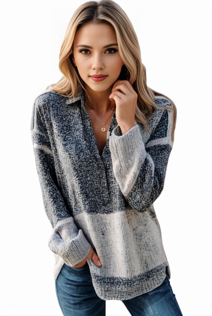 plus size casual sweatshirt women s plus geometric print long sleeve round neck half zipper slight stretch pullover top 127686