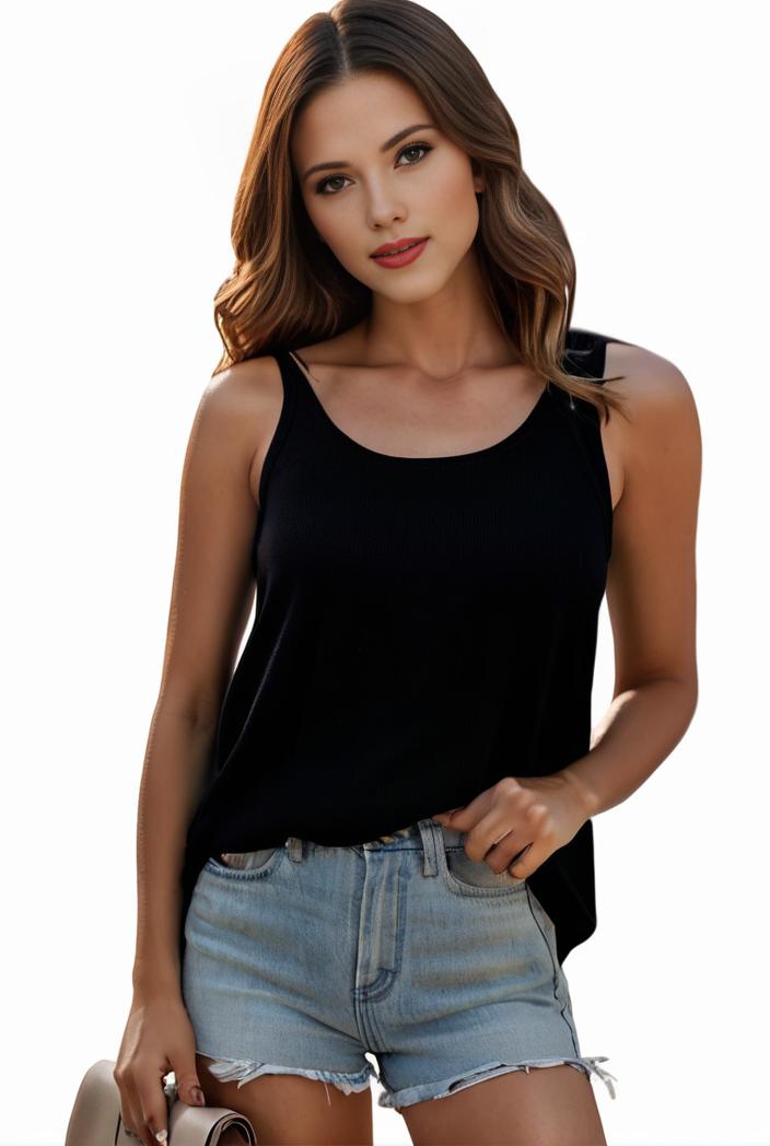 plus size casual tank top women s plus solid square neck pleated medium stretch tank top 128023