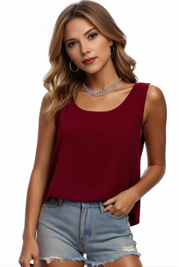 plus size casual tank top women s plus solid square neck pleated medium stretch tank top 128055