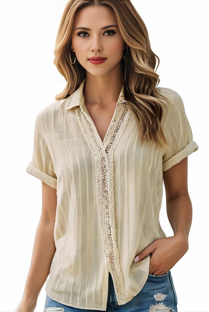 plus size elegant blouse women s plus solid contrast lace ribbed puff sleeve v neck shirt top 128327