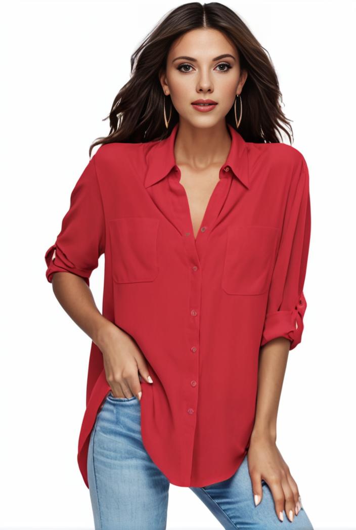 plus size formal shirt women s plus plain long sleeve turn down collar button up workwear shirt 129689