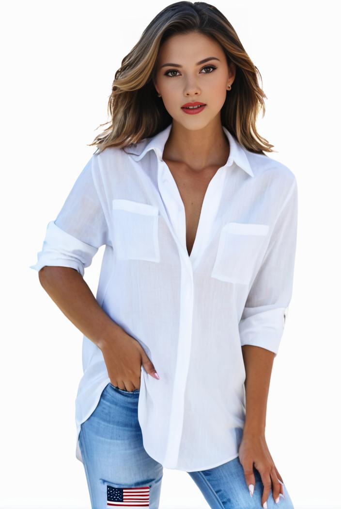 plus size formal shirt women s plus plain long sleeve turn down collar button up workwear shirt 129694