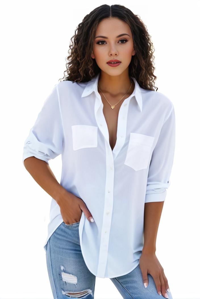 plus size formal shirt women s plus plain long sleeve turn down collar button up workwear shirt 129699