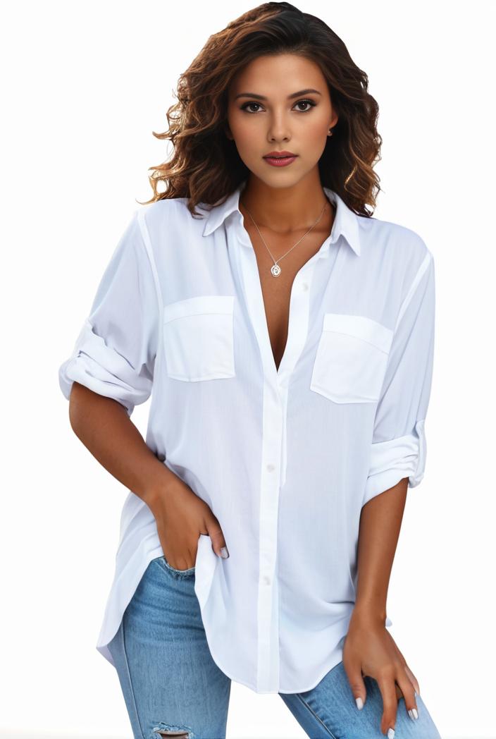 plus size formal shirt women s plus plain long sleeve turn down collar button up workwear shirt 129700