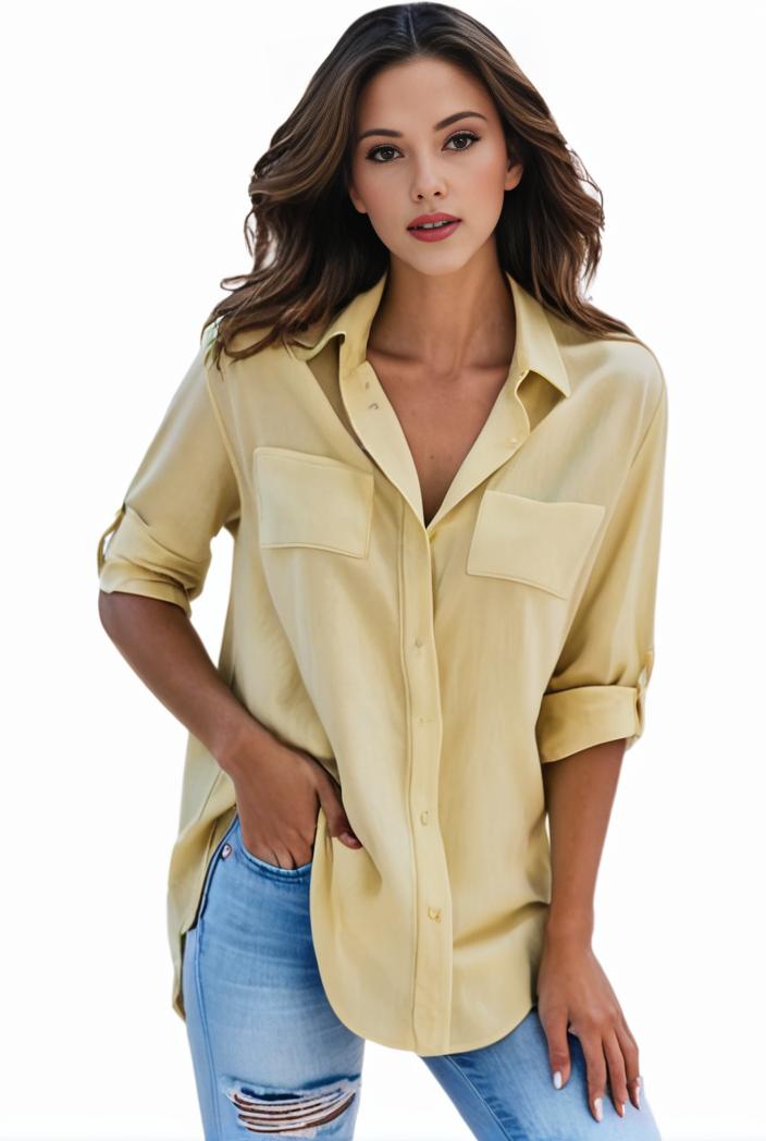 plus size formal shirt women s plus plain long sleeve turn down collar button up workwear shirt 129702