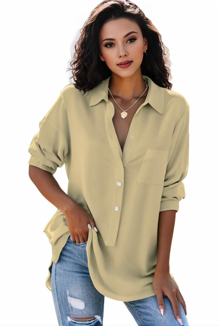 plus size formal shirt women s plus plain long sleeve turn down collar button up workwear shirt 129708