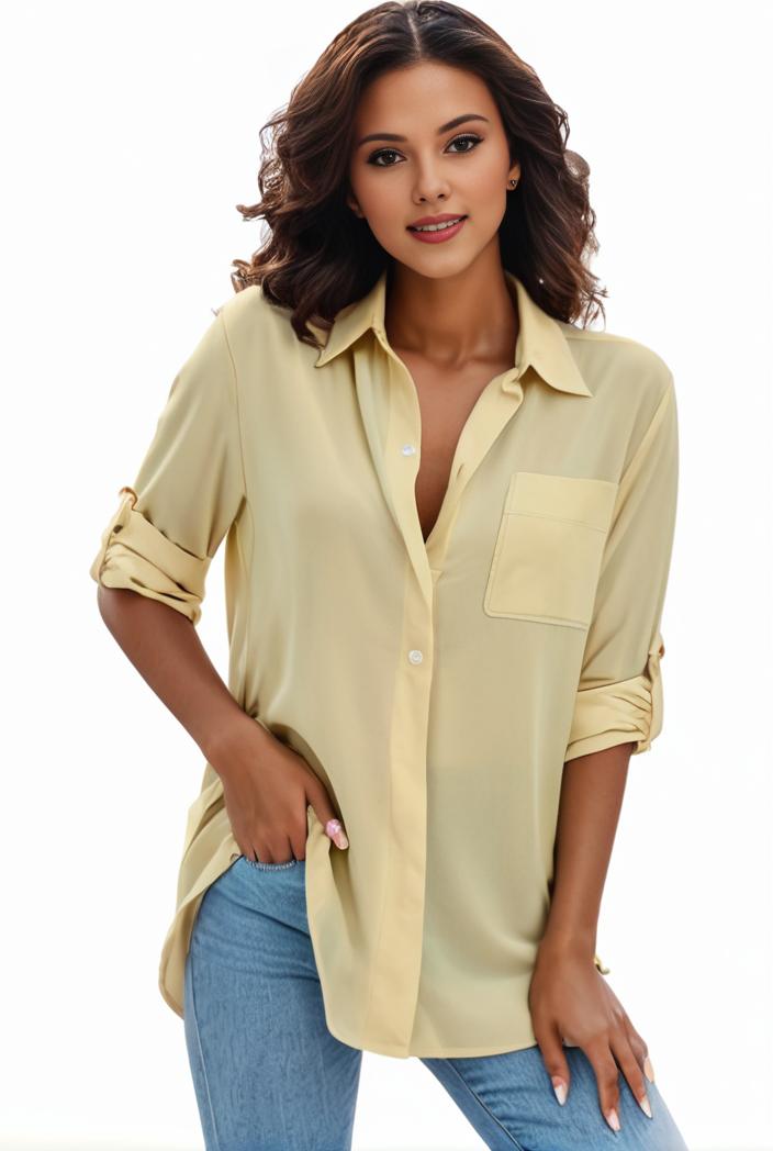 plus size formal shirt women s plus plain long sleeve turn down collar button up workwear shirt 129709