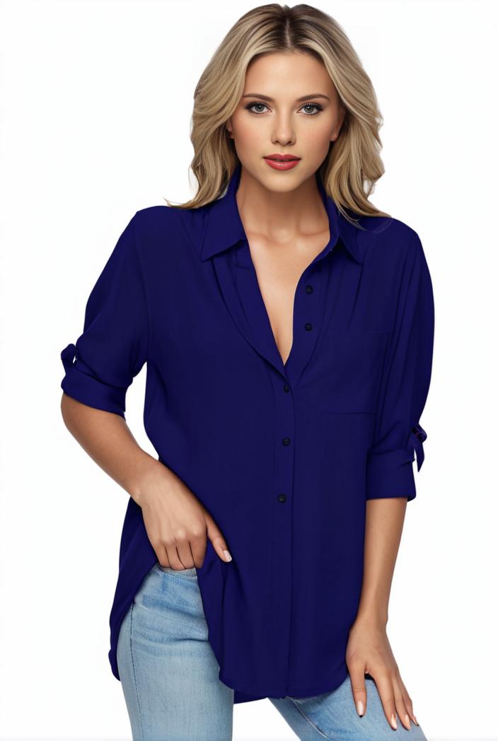 plus size formal shirt women s plus plain long sleeve turn down collar button up workwear shirt 129713