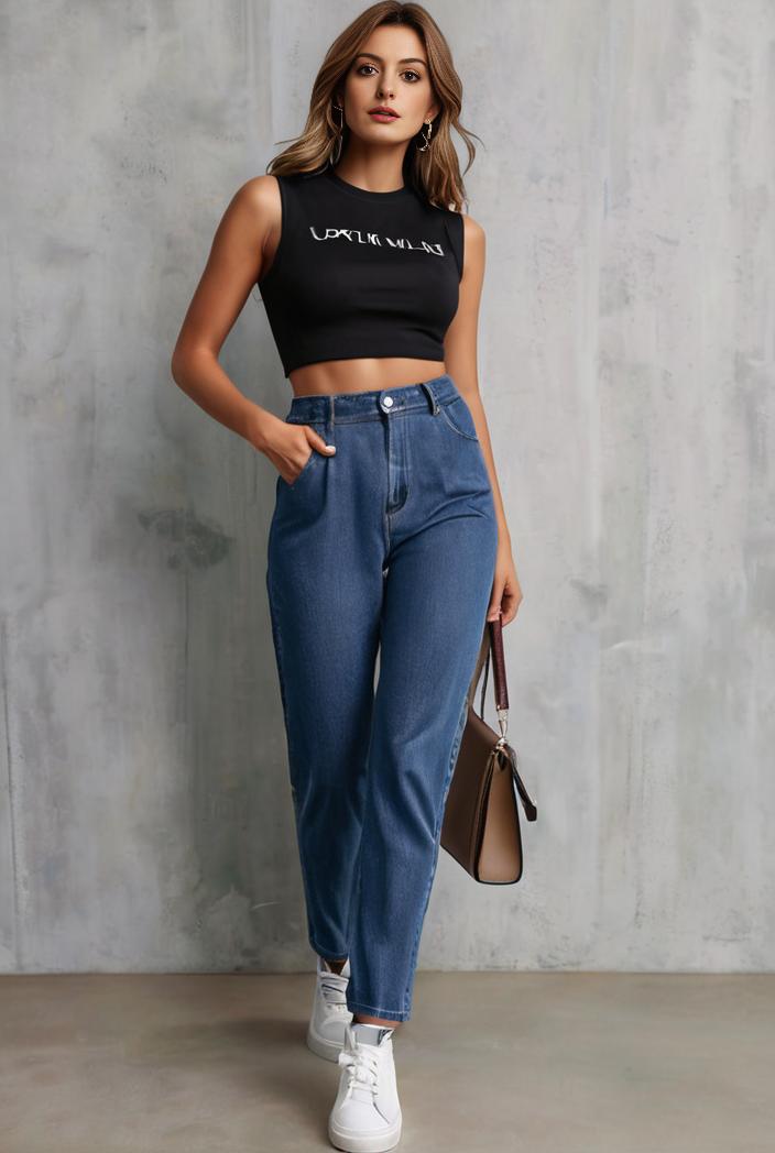 slim fit drawstring denim jeans with elastic waist for women 100525