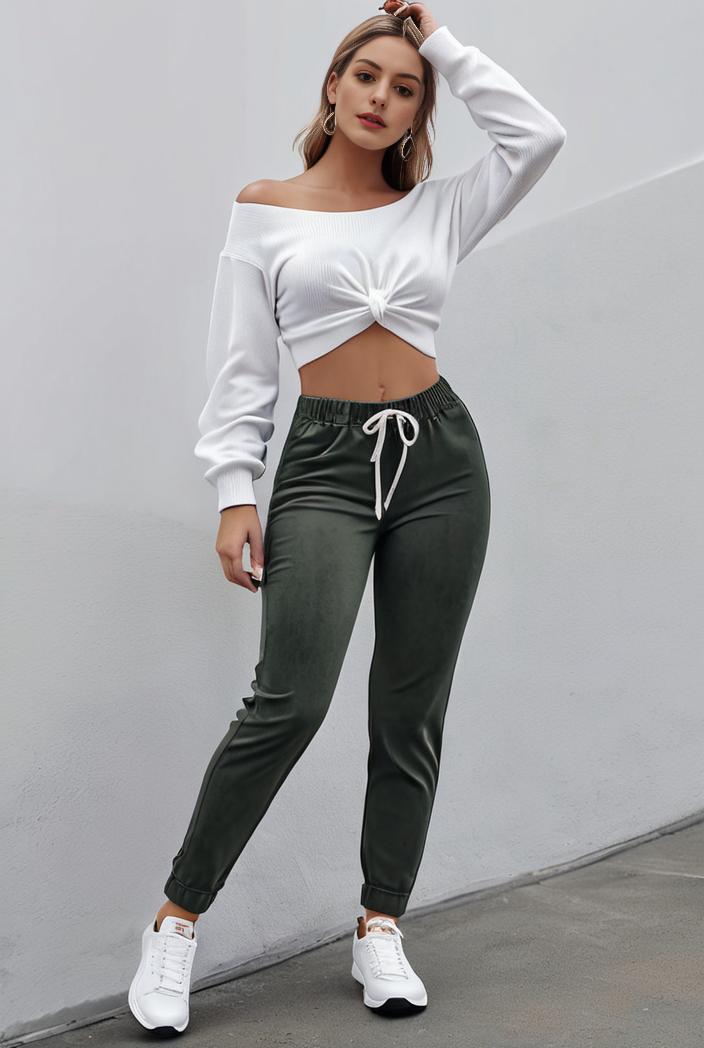 slim fit drawstring denim jeans with elastic waist for women 100544