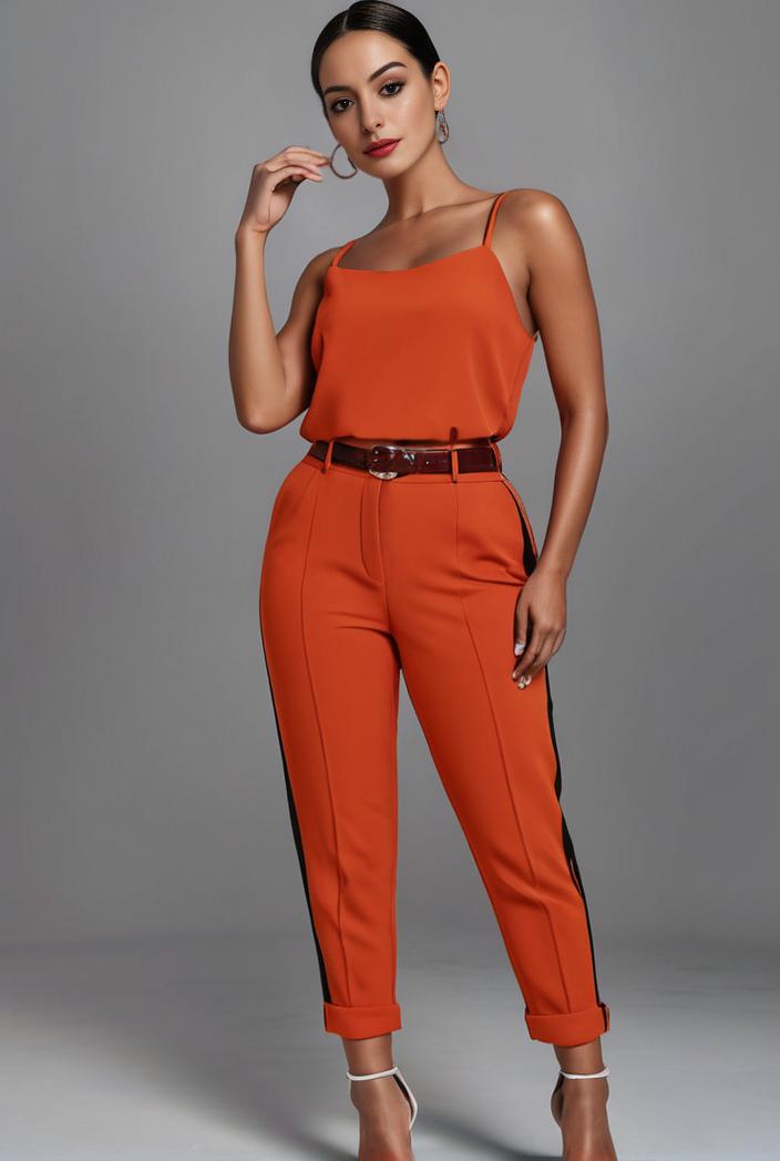 stylish sleeveless jumpsuit with tie waist and flap pockets for women 103067