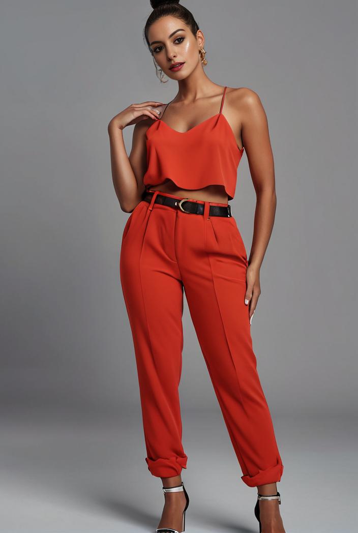 stylish sleeveless jumpsuit with tie waist and flap pockets for women 103066