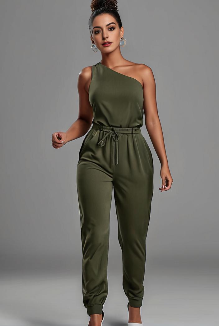 stylish sleeveless jumpsuit with tie waist and flap pockets for women 103085