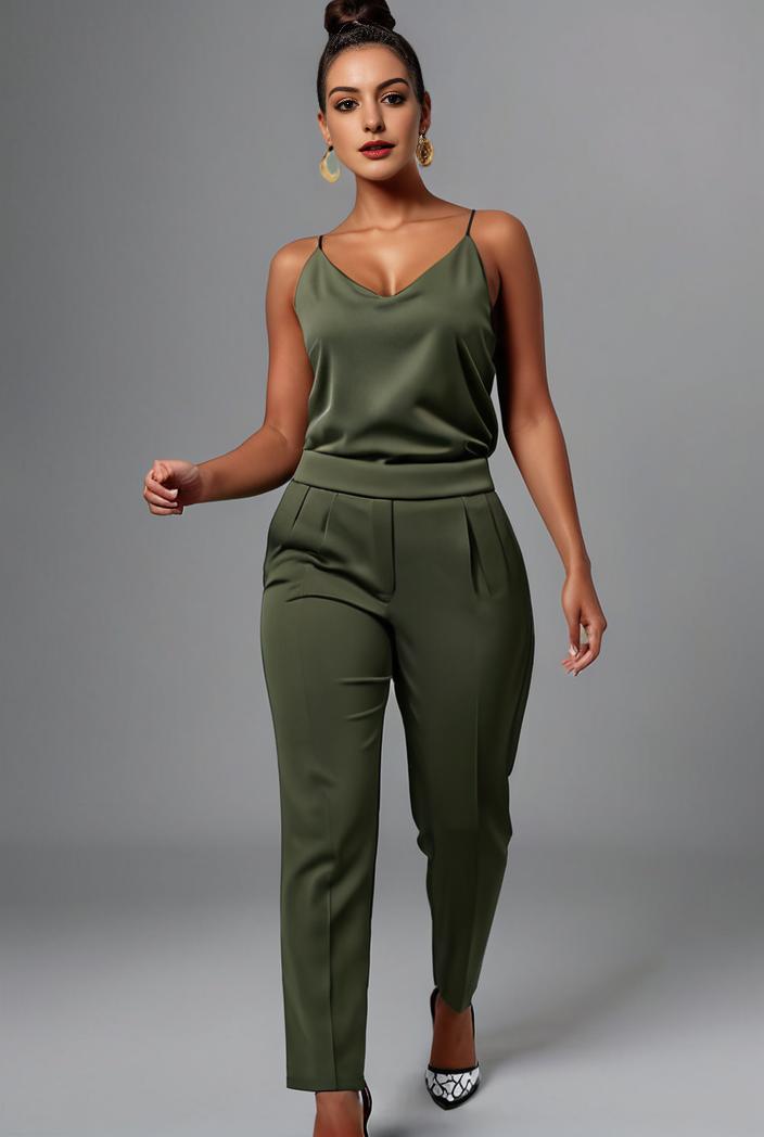 stylish sleeveless jumpsuit with tie waist and flap pockets for women 103088