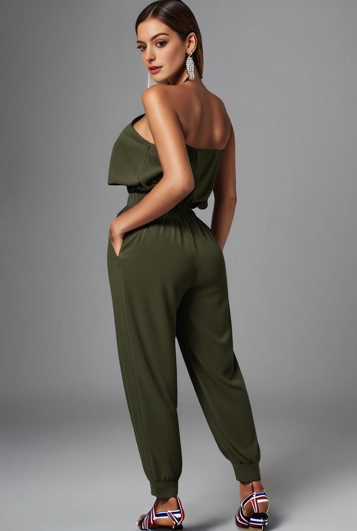 stylish sleeveless jumpsuit with tie waist and flap pockets for women 103096
