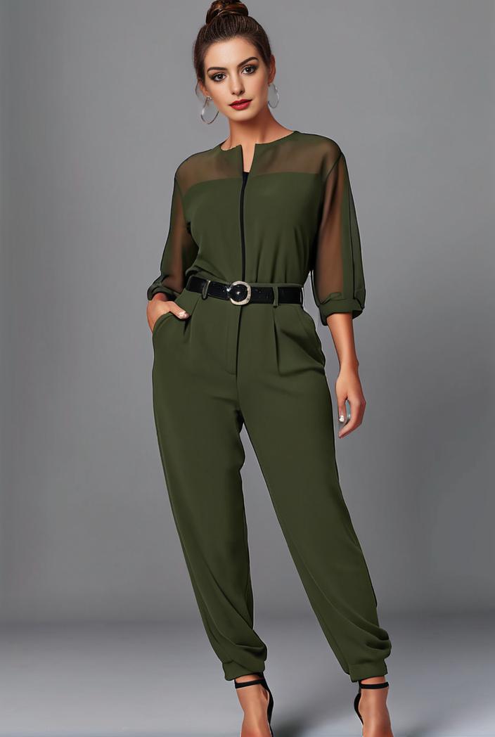 stylish sleeveless jumpsuit with tie waist and flap pockets for women 103097