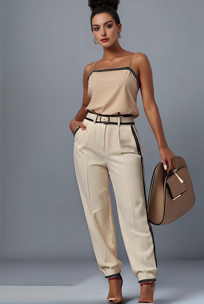 stylish sleeveless jumpsuit with tie waist and flap pockets for women 103106