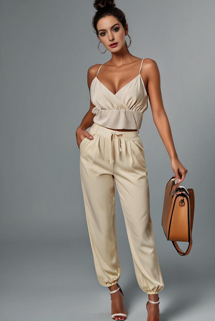 stylish sleeveless jumpsuit with tie waist and flap pockets for women 103107