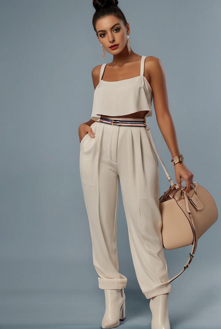 stylish sleeveless jumpsuit with tie waist and flap pockets for women 103108