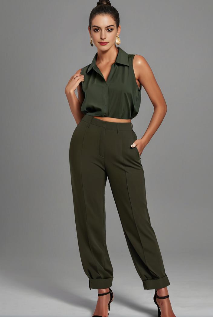 stylish sleeveless jumpsuit with tie waist and flap pockets for women 103126