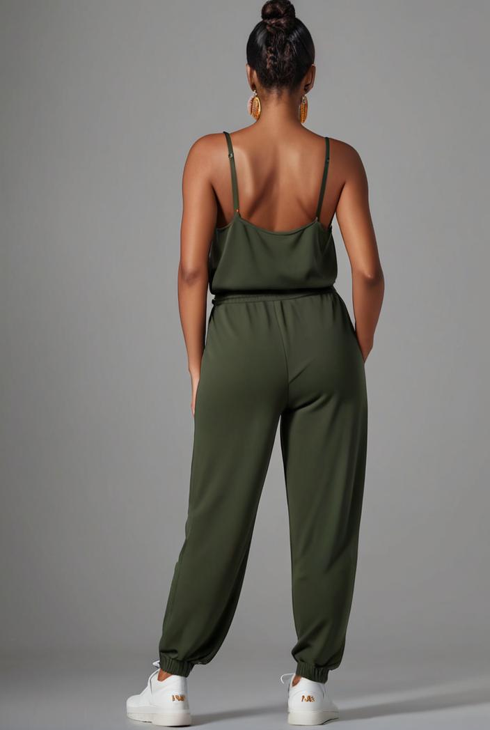 stylish sleeveless jumpsuit with tie waist and flap pockets for women 103143