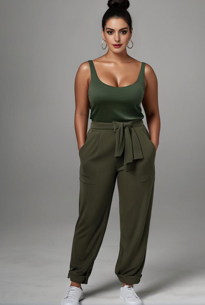stylish sleeveless jumpsuit with tie waist and flap pockets for women 103142