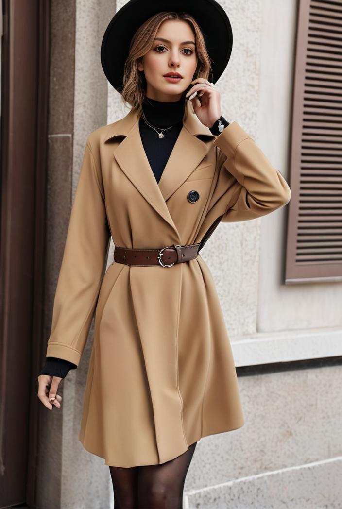 stylish women s winter overcoat with double breasted lapels and thermal lining 103458