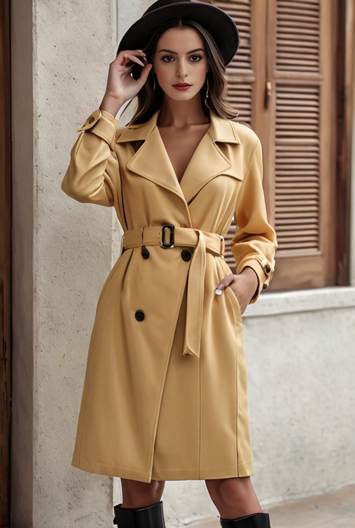 stylish women s winter overcoat with double breasted lapels and thermal lining 103468