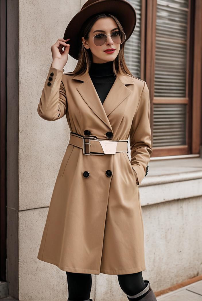 stylish women s winter overcoat with double breasted lapels and thermal lining 103471