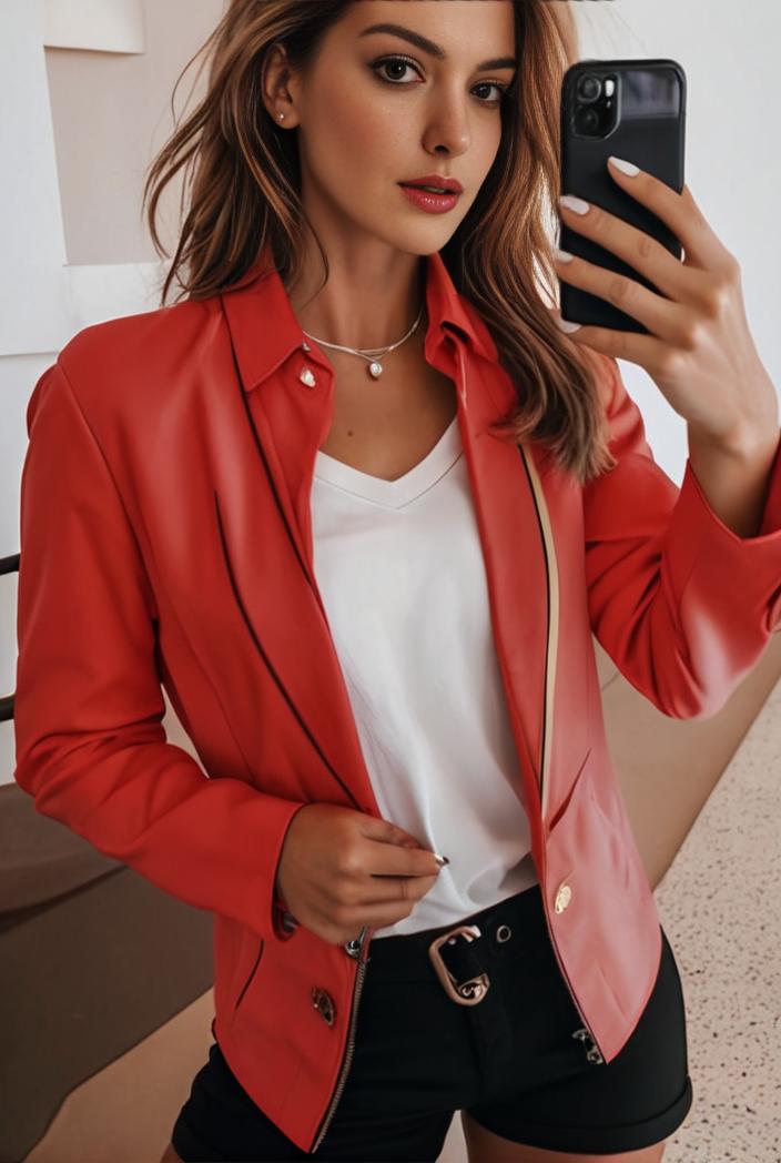 women s solid open front blazer with long sleeves for office wear 108265